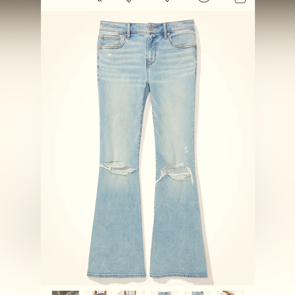 American Eagle Real Good AE Ne(x)t Level Ripped Low-Rise Flare Jean 12 Regular